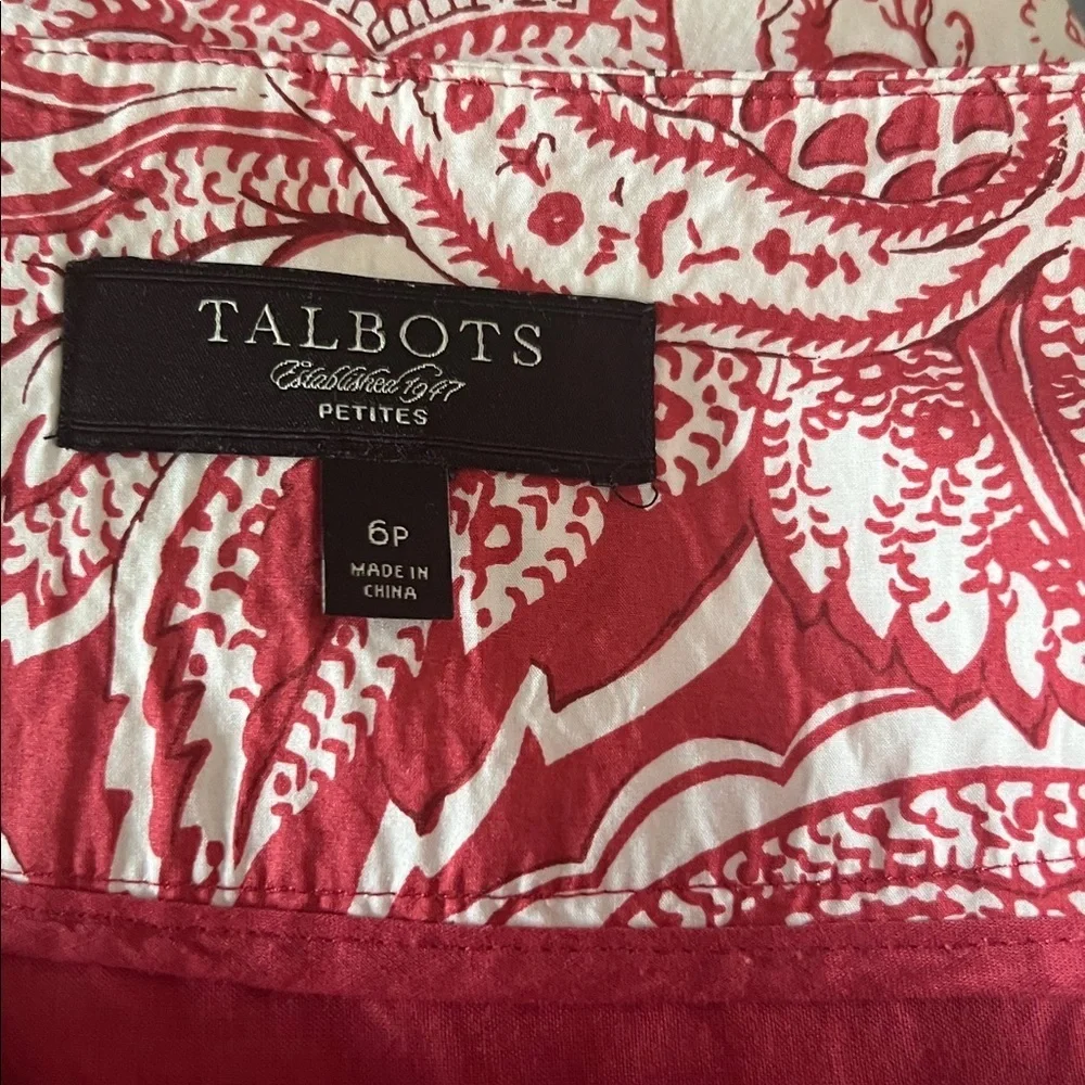 Talbots Red and White A-Line Skirt